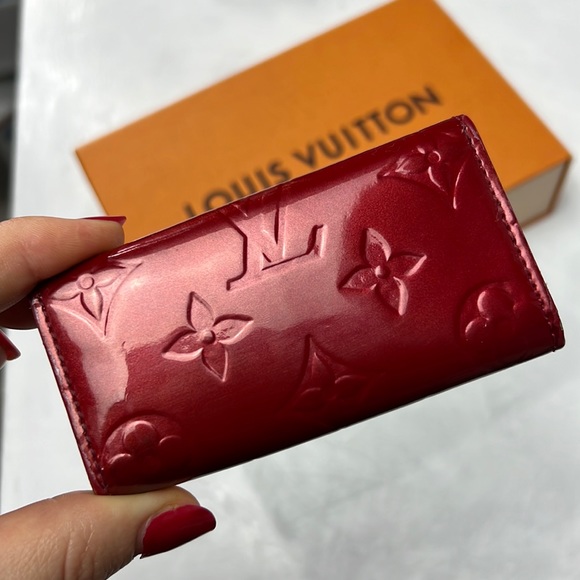 Auth. LV Louis Vuitton Vernis Red Monogram Multicles 4 Key Ring Wallet Vintage - Picture 1 of 17